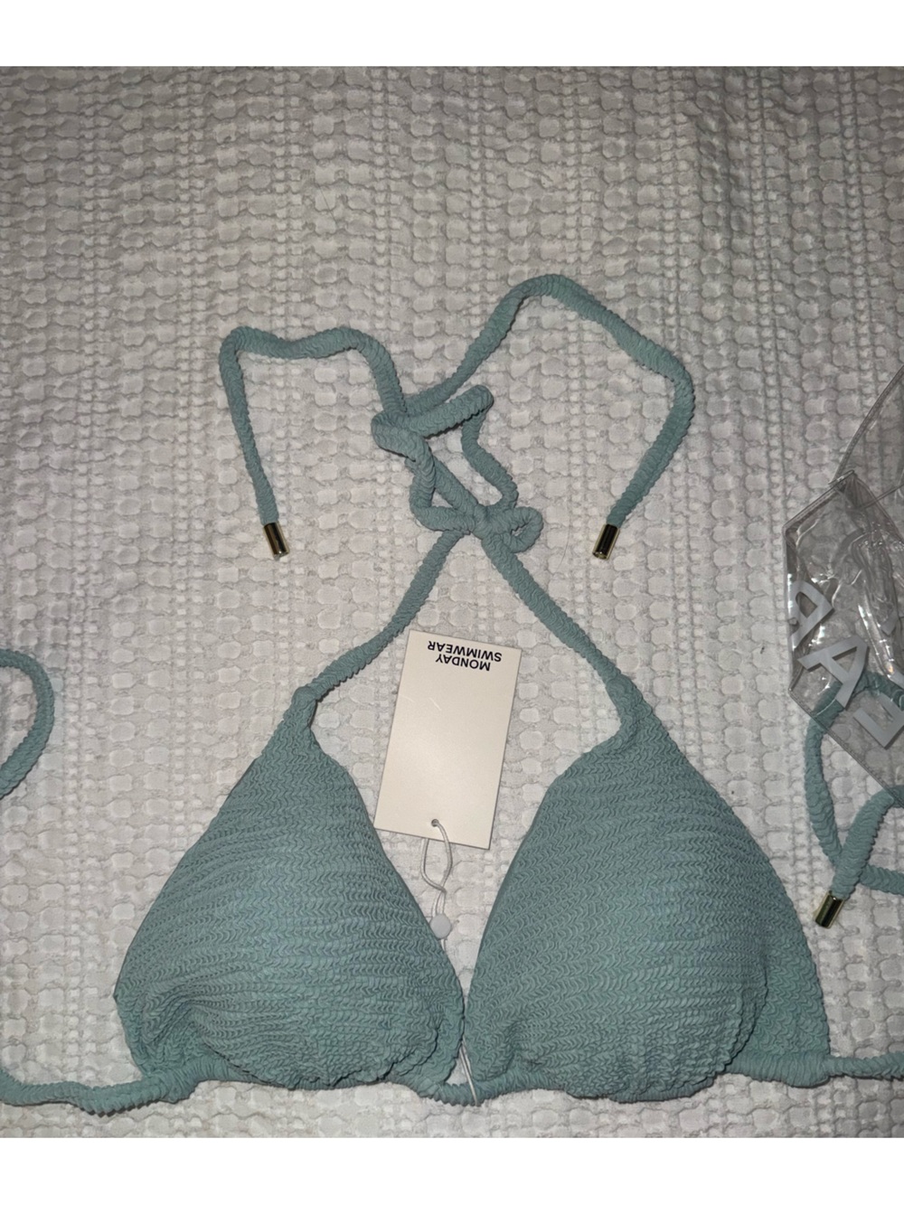Monday Swimwear NET new Palma Top in sea Grass Crinkle VV 14 XL